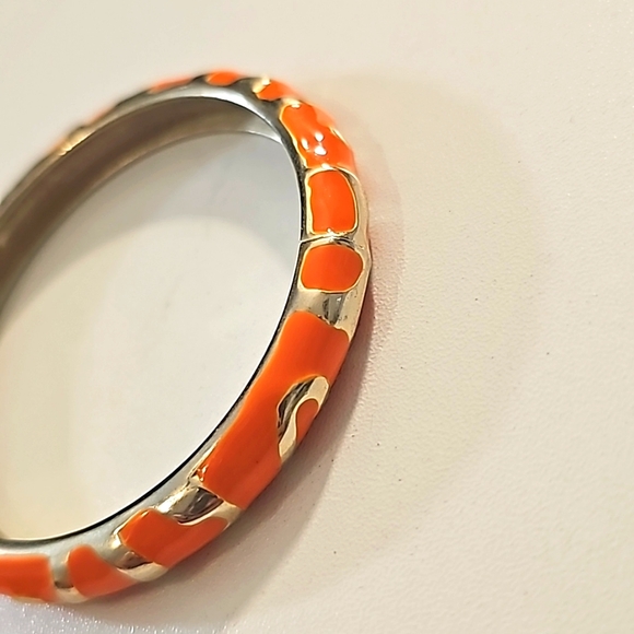 Vintage Gold Tone Enamel Cuff Clamper Bracelet. - Picture 3 of 8